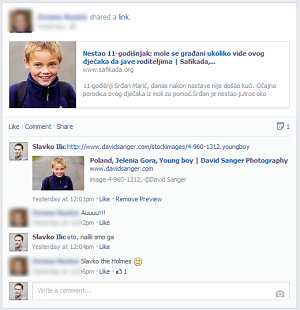 Facebook prevara - nestao 11-godišnji dečak